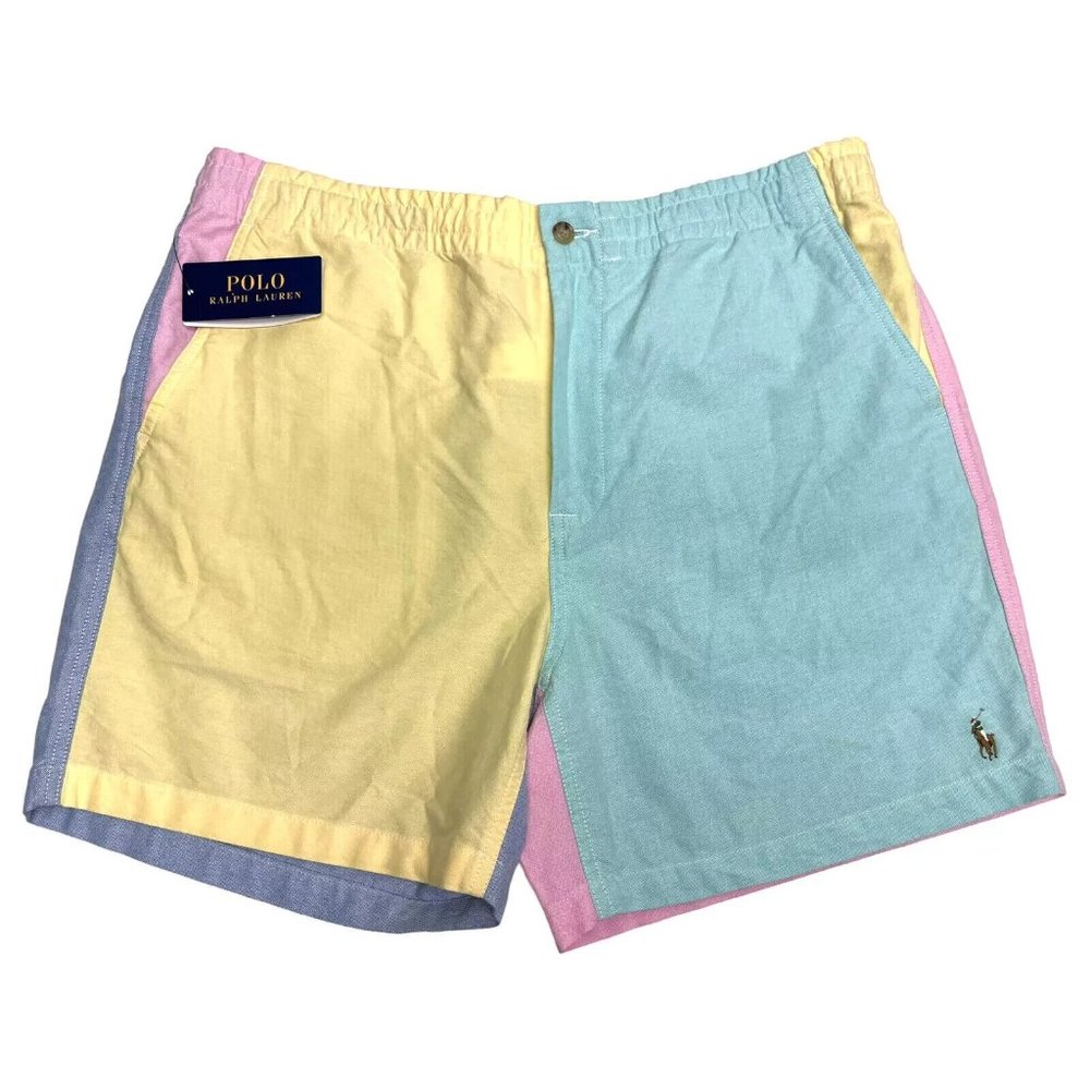 Polo Ralph Lauren Men 2XL Classic Fit 6" Oxford Color Block Elastic Waist Shorts - Picture 3 of 7
